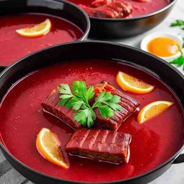Красный борщ со свиными ребрышками